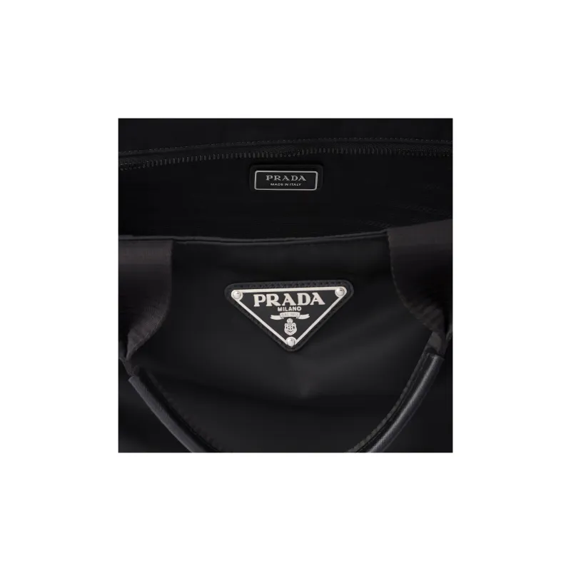 PRADA Recycled Nylon With Patchwork Leather Tote Bag Shopping Bag Handbag Men's Black-3