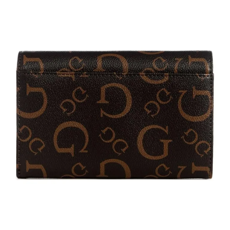 GUESS Coated Canvas Clutch Women's Black Brown-1