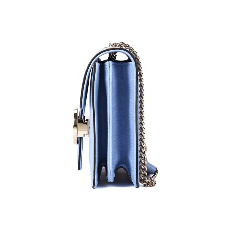 GUCCI Litchi Grain Leather Messenger Bag, Trunk Bag, Crossbody Bag, Shoulder Bag Women's Blue-1