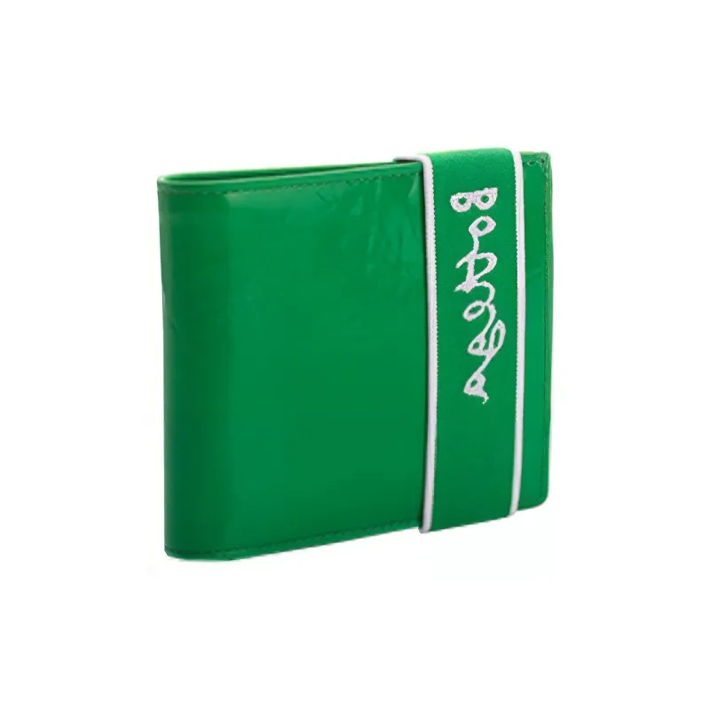Bottega Veneta Elastic Band Bi fold Wallet Green / White-1