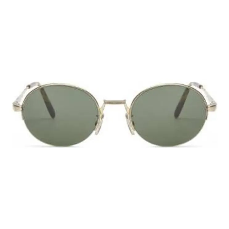 LOEWE Metal Acetate Oval Sunglasses Men's Gold-1