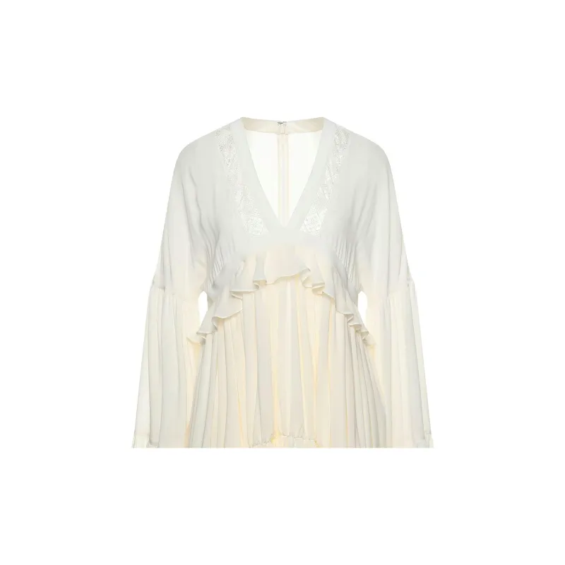 SAINT LAURENT SS21 Long Sleeved Dresses Women's White-5