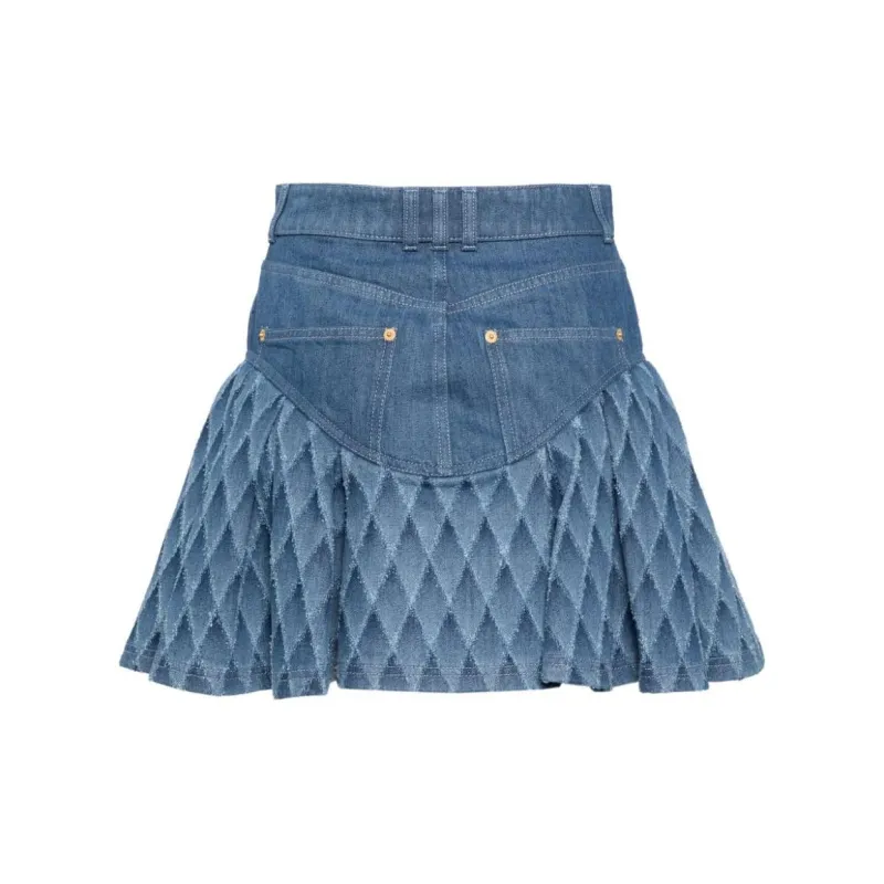 BALMAIN Denim Short Skirts Women's Blue-1