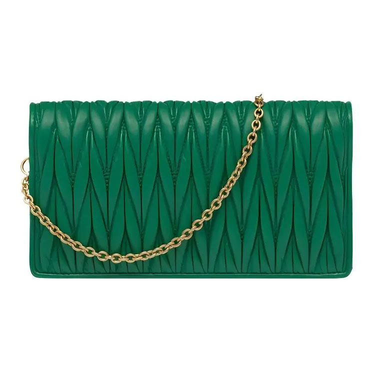MIU MIU Matelassé Sheepskin One Shoulder Crossbody Cell Phone Pouch Women's Mango Color-4