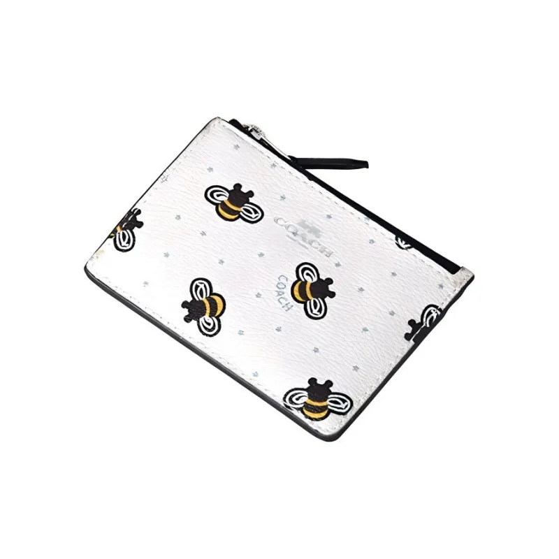COACH Coated Canvas Wallet, Card Holder, Coin Purse Mini Women's White-3