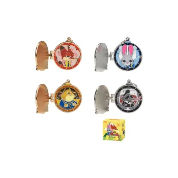 POP MART Zootopia Double Layer Metal Badge Photo Frame Pendant Blind Box Products Single Mystery Box/Full Box 4 Pcs