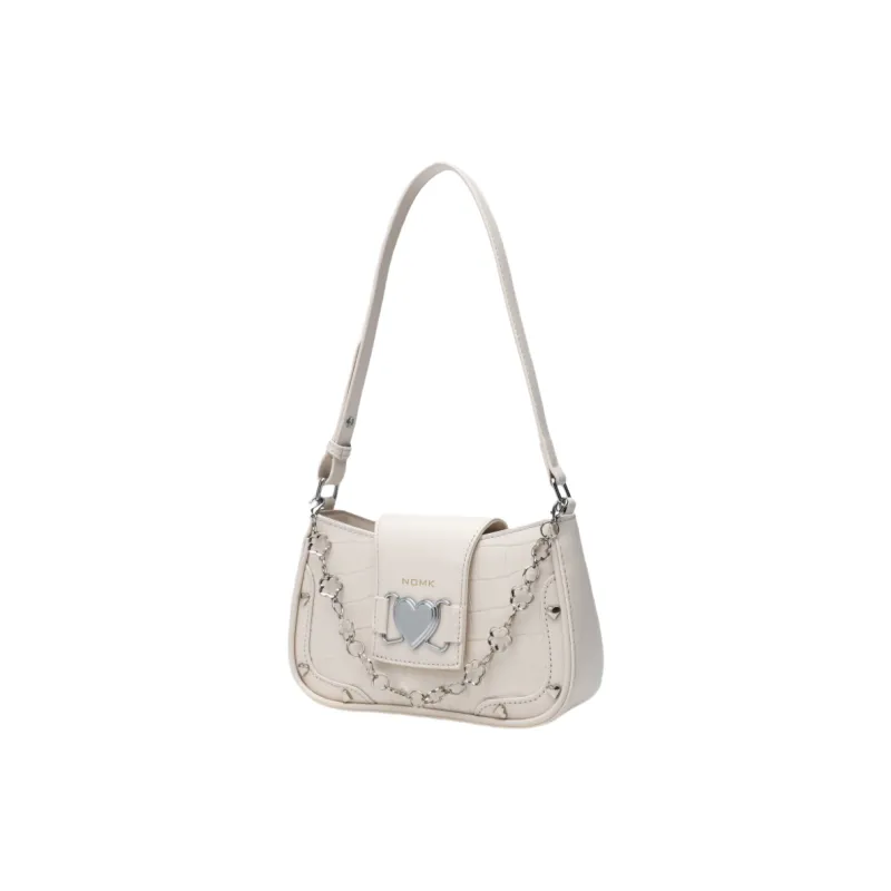 NOMK PU Shoulder Bag Crossbody Bag Women's White/Black/Blue/Silver-1