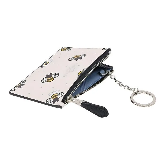 COACH Coated Canvas Wallet, Card Holder, Coin Purse Mini Women's White-4