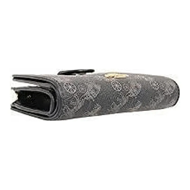 COACH Corner Zip Canvas With Leather Wallet Medium Size Women's Black-3