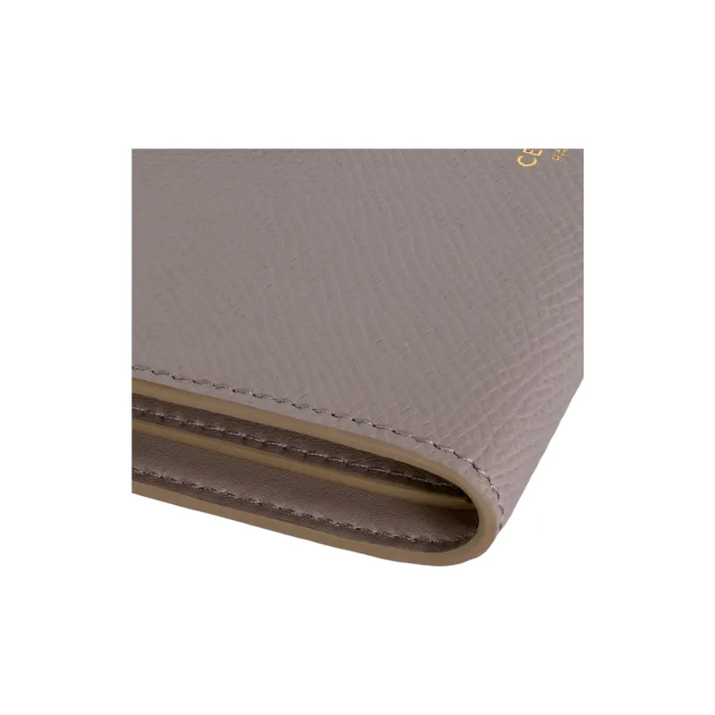 CELINE Grained Calfskin Wallet Medium Size Women's Egg Stone Gray/Mineral Stone Color-4
