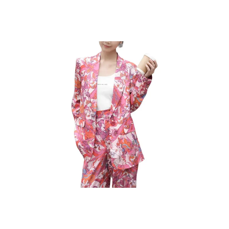 BESIONIA FW24 Business Suits Coats Women's Red Pattern-3