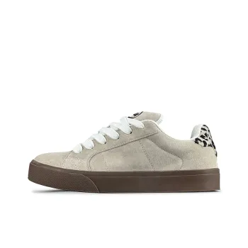 LuzaoT SUPER DRAG Anti Slip Wear Resistant Low Top Skateboard Shoes Unisex Leopard Print Brown