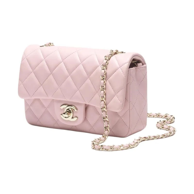 CHANEL Lambskin Shoulder Bag Mini Women's Light Pink-1