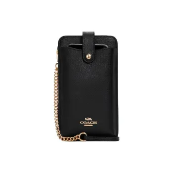 COACH Leather Crossbody Bag With Cell Phone Pouch Trumpets Women's Black
