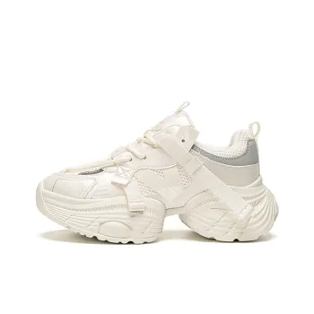 EXULL Q Ins Shopping Anti Slip Wear Resistant Low Top Chunky Sneakers Women's Ecru