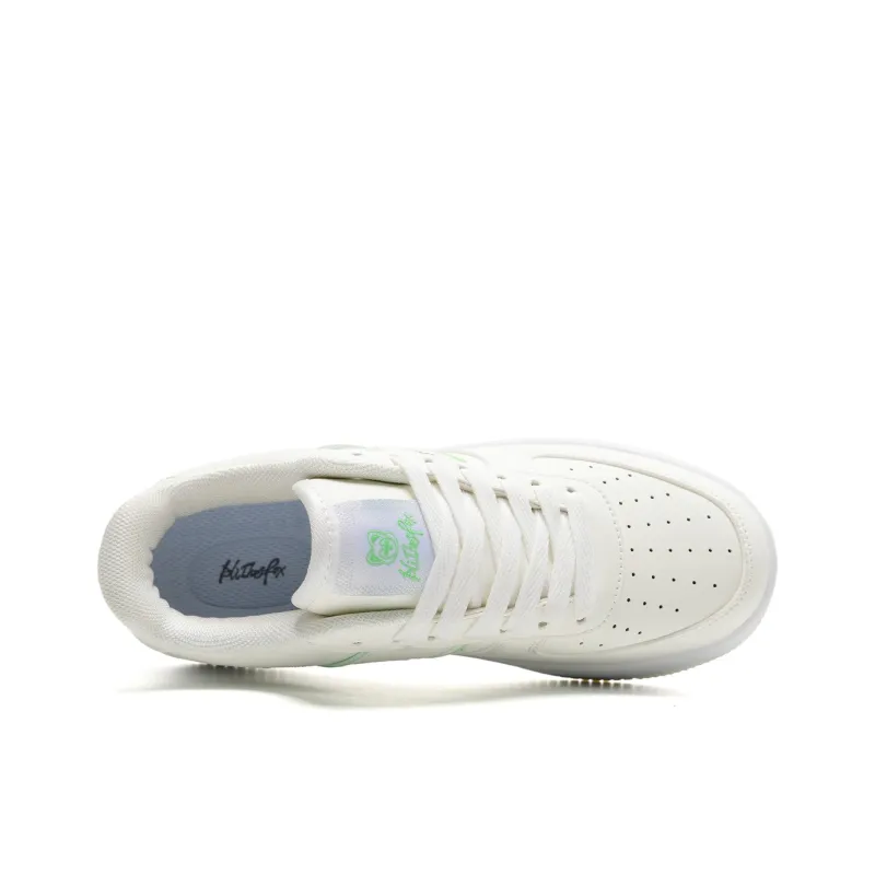 ALI THE FOX Anti Slip Wear Resistant Lightweight Breathable Low Top Skateboard Shoes Unisex White Green Box Included-2