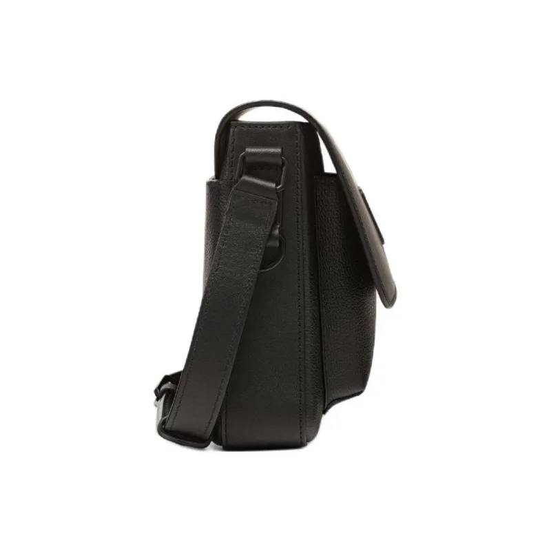 MCM Klassik Visetos Embossed Leather Messenger Bag Shoulder Bag Crossbody Bag Small Size Men's Black-4