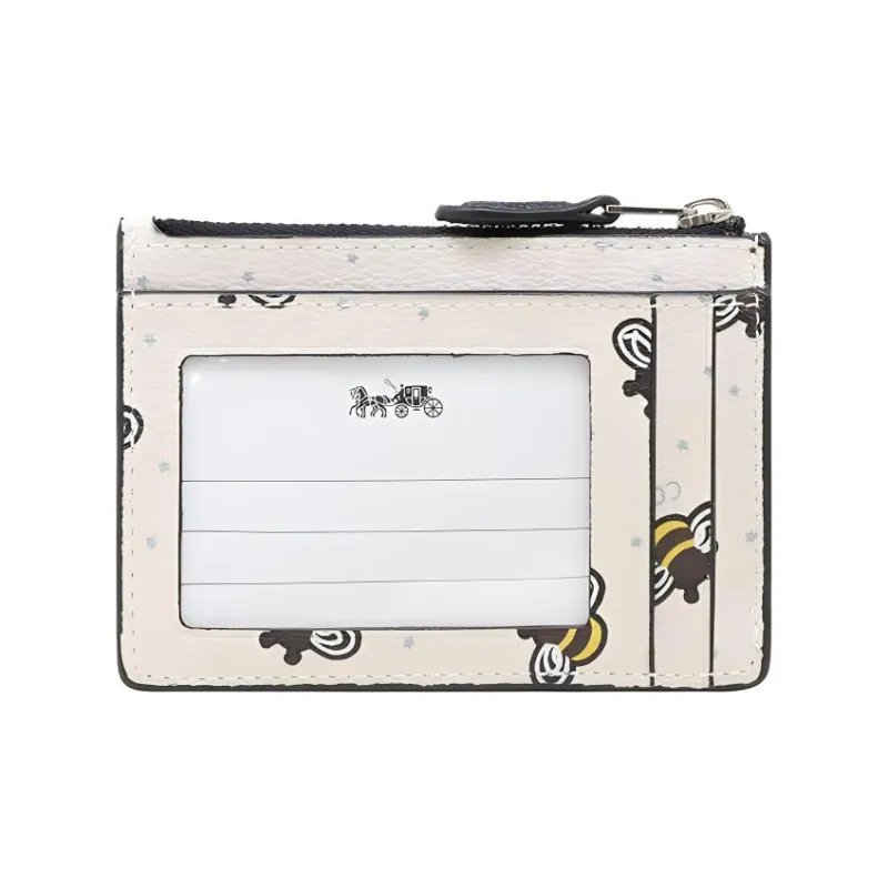 COACH Coated Canvas Wallet, Card Holder, Coin Purse Mini Women's White-2