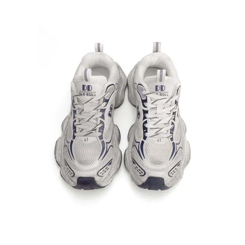 GLO BULL Anti Slip Wear Resistant Breathable Height Increasing Low Top Chunky Sneakers Unisex White Black-3