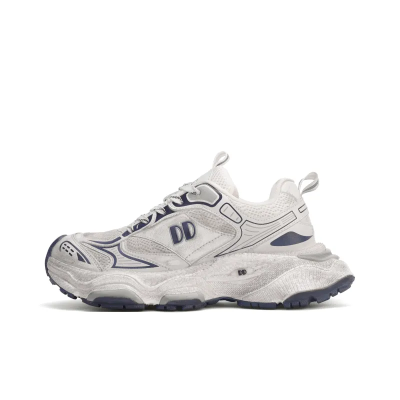 GLO BULL Anti Slip Wear Resistant Breathable Height Increasing Low Top Chunky Sneakers Unisex White Black-0