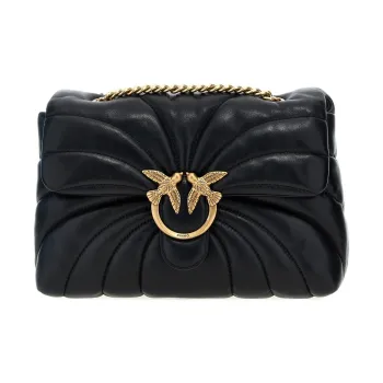 PINKO PuffClassic Love Lambskin Shoulder Bag Crossbody Bag Women's Black