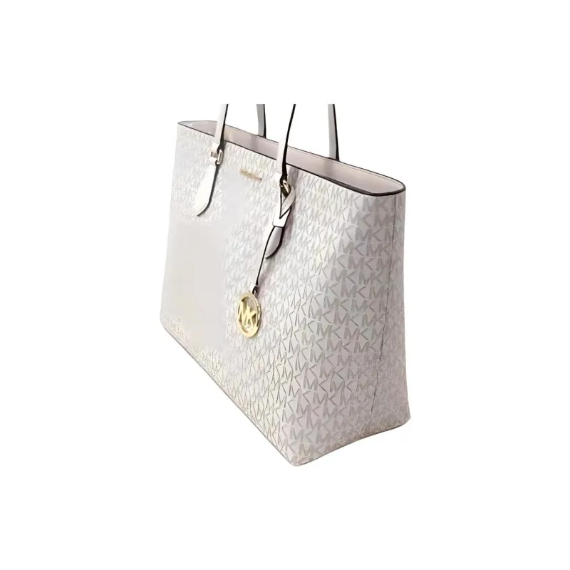 MICHAEL KORS Coated Canvas Tote Bag, Shopping Bag, Shoulder Bag, Handbag Tubas Women's Milk White-1