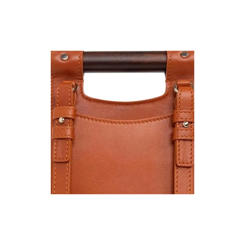 Chloe Cow Leather Cell Phone Pocket Handbag Women's Red Brown-3