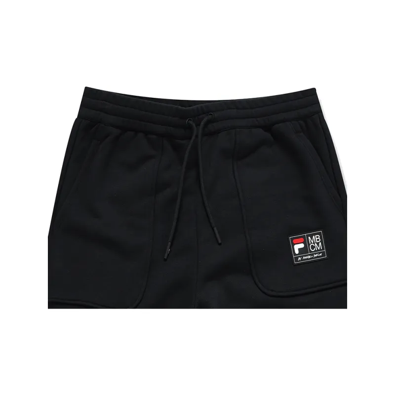 FILA FUSION Marcelo Burlon Collaboration Collection Knitted Sports Pants Women's Pitch Black-4