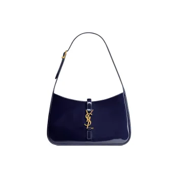 SAINT LAURENT LE5A7 Patent Leather Vagabond Bag Shoulder Bag Women's Midnight Blue