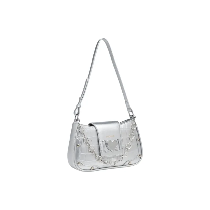 NOMK PU Shoulder Bag Crossbody Bag Women's White/Black/Blue/Silver-6