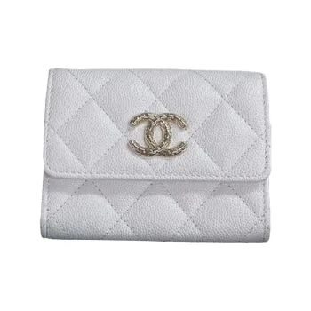 CHANEL Litchi Leather, Caviar Cow Leather Card Holder Women's White