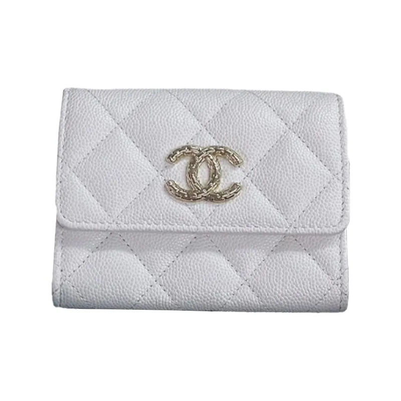 CHANEL Litchi Leather, Caviar Cow Leather Card Holder Women's White-0