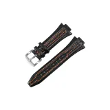 Black with Orange Stitching-Silver-Tone Buckle