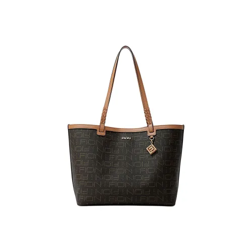 FION Artificial Leather Tote Bag Shoulder Bag Regular Women's Dark Coffee Brown