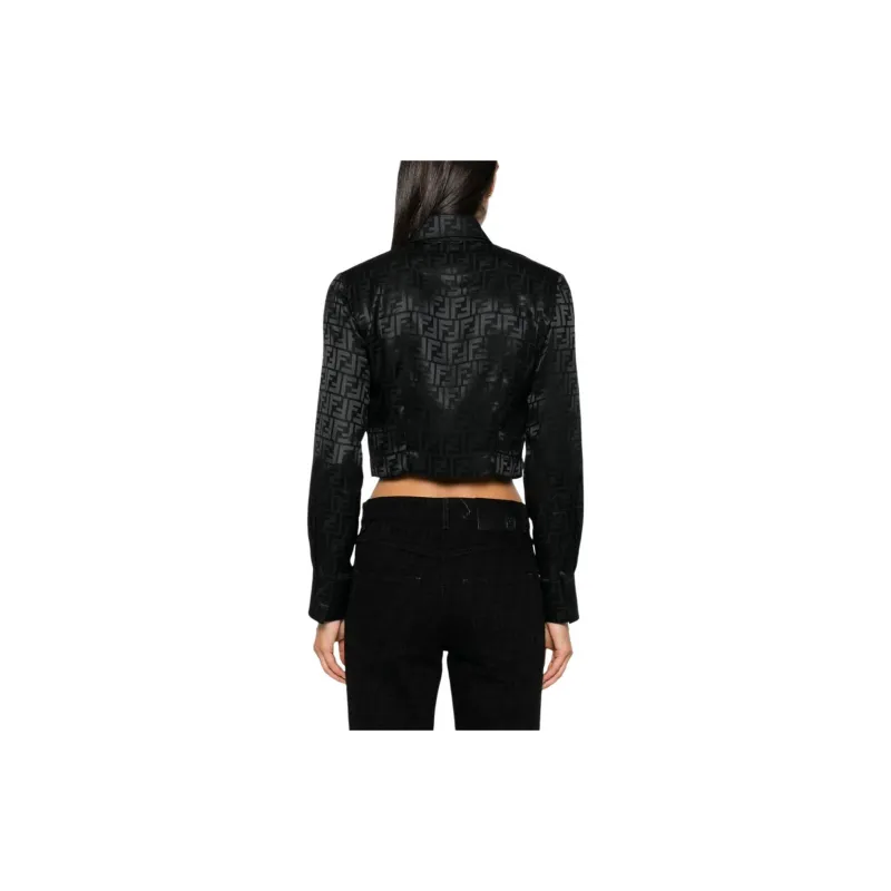 FENDI Monogram Printed Cropped Shirt-2
