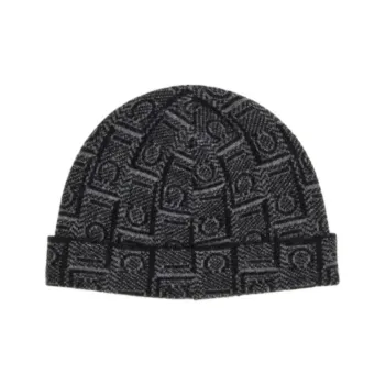 Ferragamo Monogram Jacquard Knitted Beanie