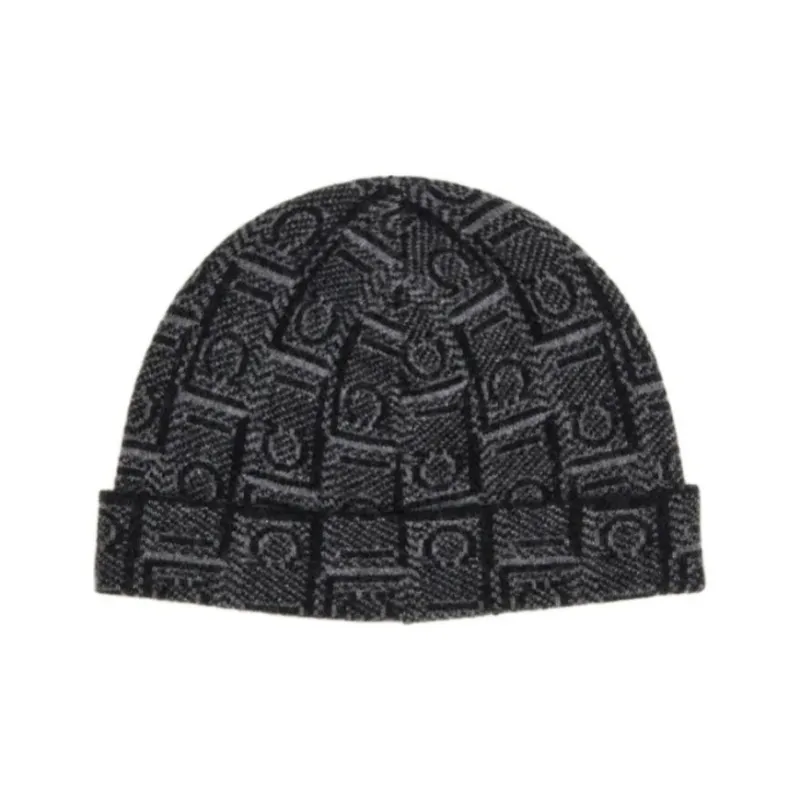 Ferragamo Monogram Jacquard Knitted Beanie-0