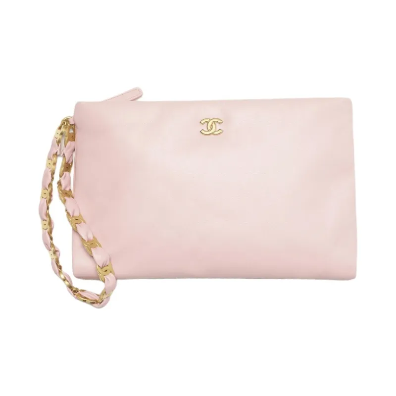 CHANEL Lambskin Clutch Women's Light Pink-0