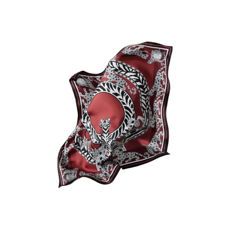 CARTIER Silk Silk Scarves Unisex Burgundy-1