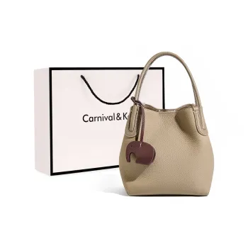 Carnival Keep Top Grain Cow Leather Bucket Bag Handbag Crossbody Bag Regular Women's Multicolor