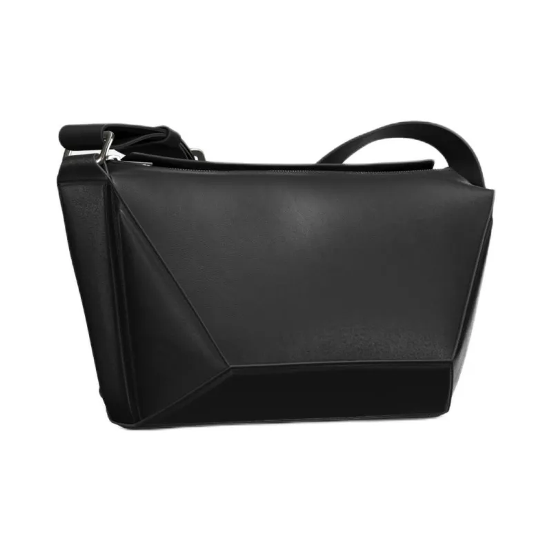 ZARA Cow Leather Shoulder Bag Crossbody Bag Small Size Men's Black-1