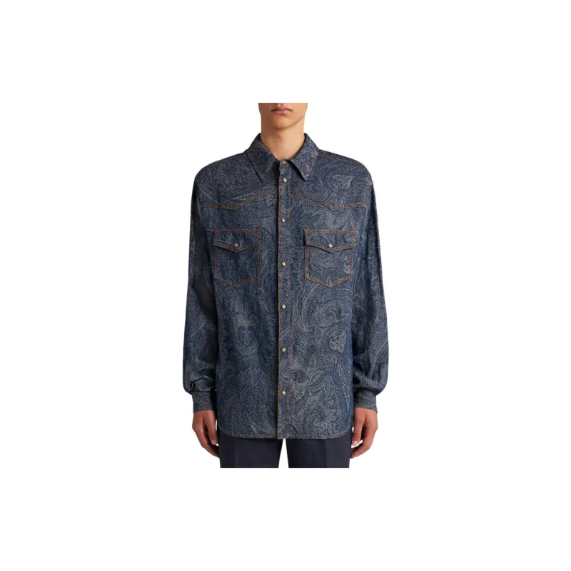 ETRO Paisley Jacquard Denim Shirt-2