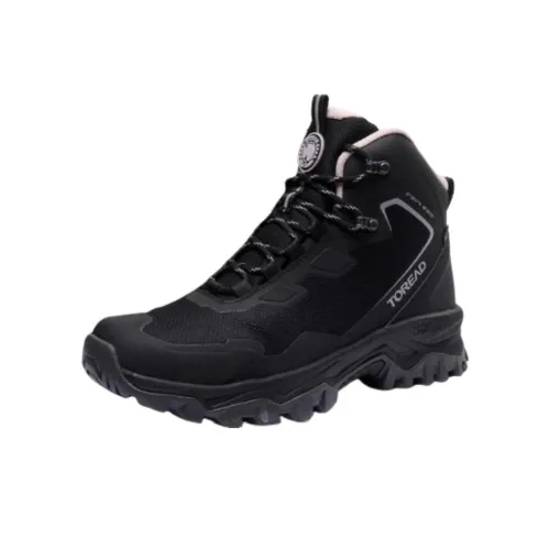 TOREAD Cushioning Slip Resistant Mid Top Hiking Shoes Women's Black Pink