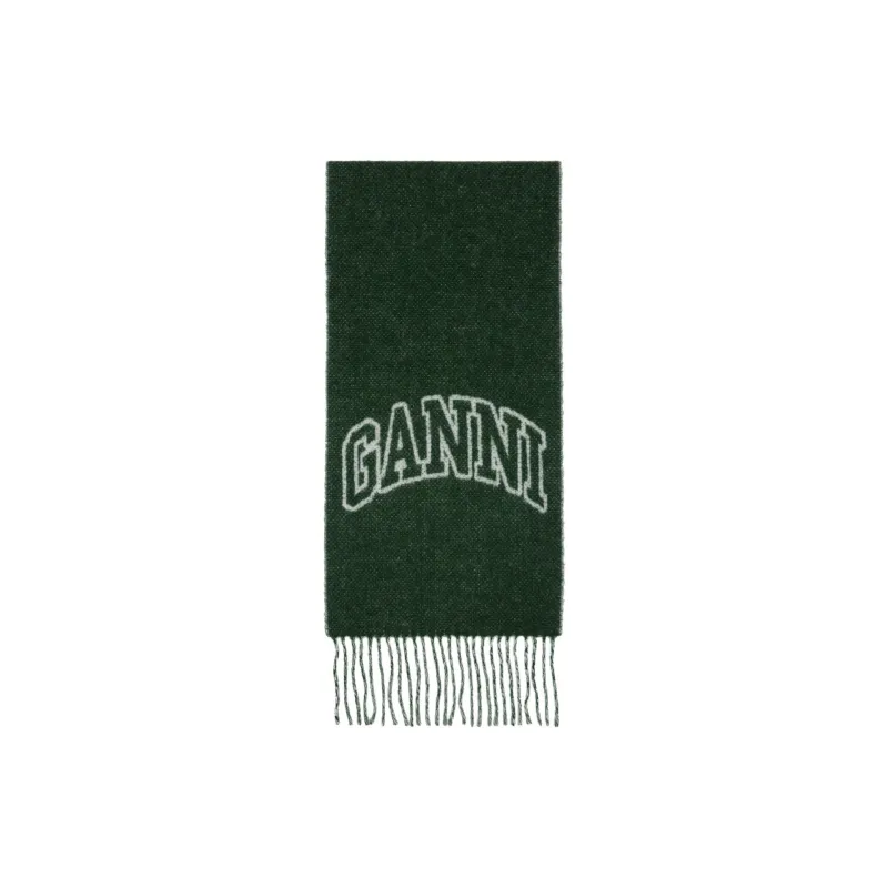 GANNI Recycled Wool Knit Scarves Women's Green-0