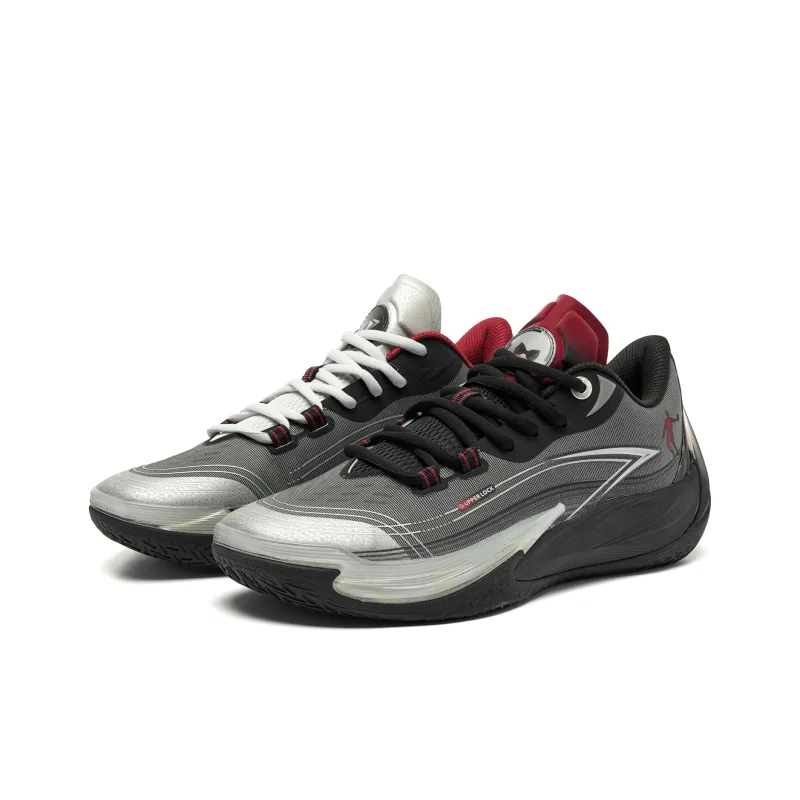 QIAODAN Poisonous Fangs 3.0 Basketball Shoes Men Low Top Black Silver-2