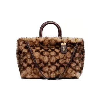 COACH Rogue Leather Tote Bag Shopping Bag Crossbody Bag Crossbody Handbag Large Size Women's Leopard Print Brown