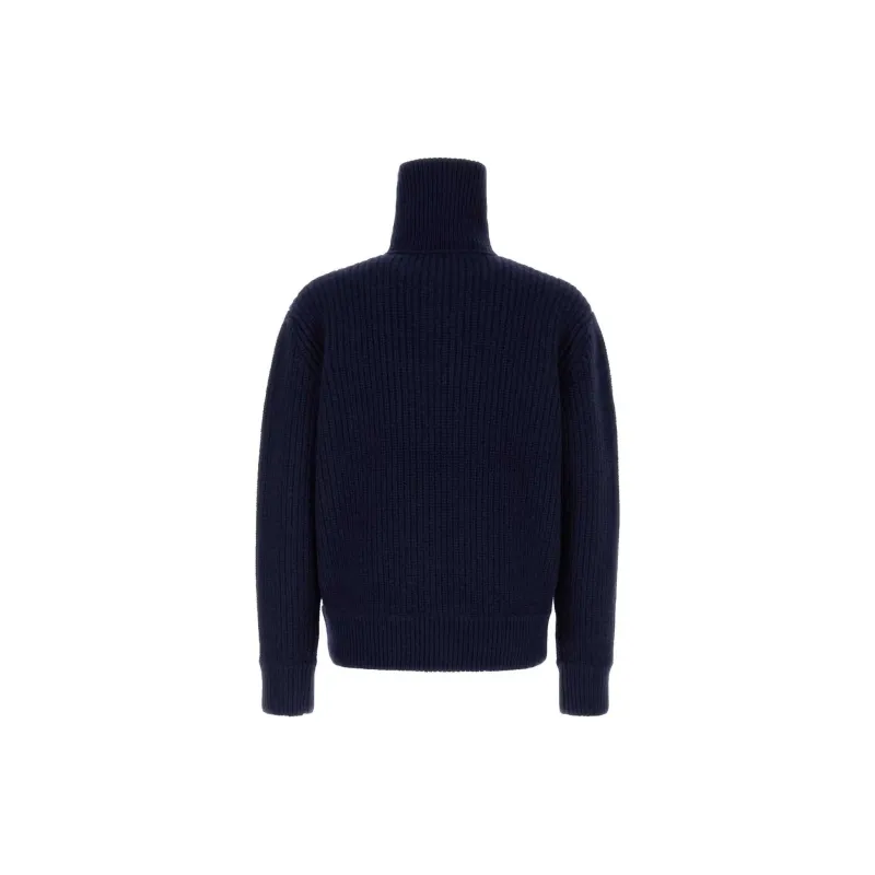 DRIES VAN NOTEN Stand Up Collar Knitted Polo Shirt-1