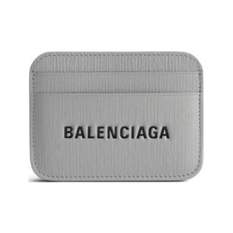 Balenciaga Cash Calfskin Card Holder Women's Gray & Black-0