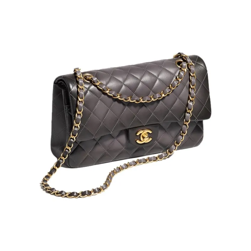 CHANEL Classic Flap CF Lambskin Shoulder Bag, Crossbody Bag, Handbag Women's Gray-1