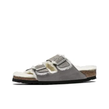 Birkenstock Arizona Shearling Suede Leather Narrow 'Stone Coin'